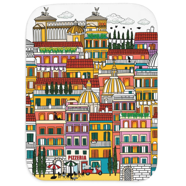 Whimsical Rome Italy Soft Sherpa Baby Blanket