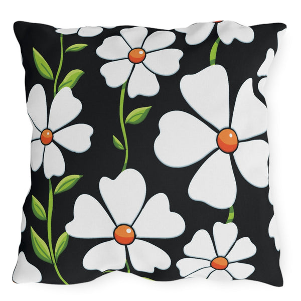 Reversible Spring Bee Floral Indoor Outdoor Accent Pillow