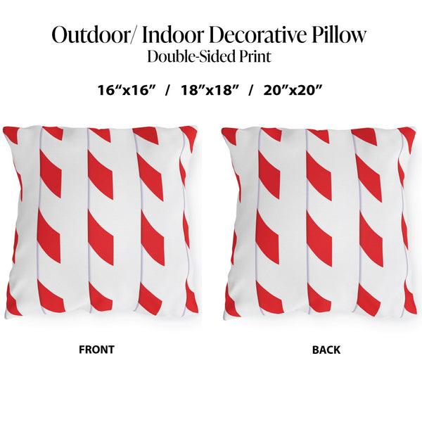 Candy Cane Striped Christmas Throw Pillow