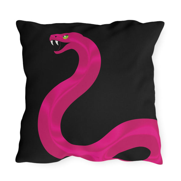Pink Snake Black Indoor Outdoor Throw Pillow