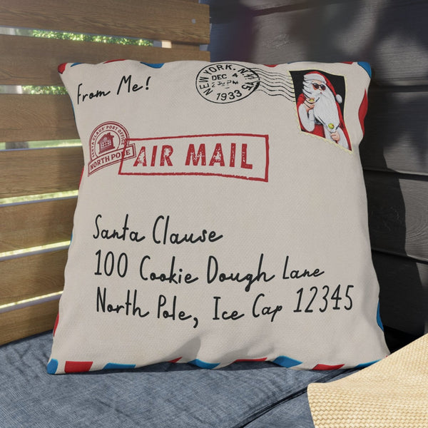 Reversible Holiday Pillow Santa Mail Outdoor Decor