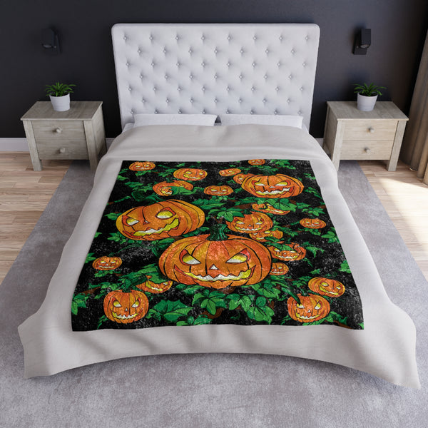 Jack O Lantern Pumpkins Halloween Throw Blanket