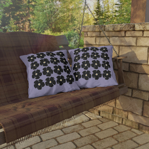 Purple Black Floral Indoor Outdoor Spring Throw Pillow
