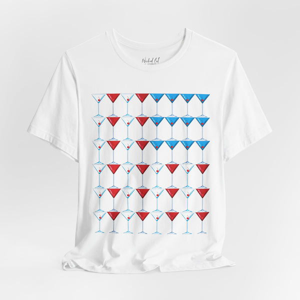 Martini American Flag Patriotic July 4th T-Shirt