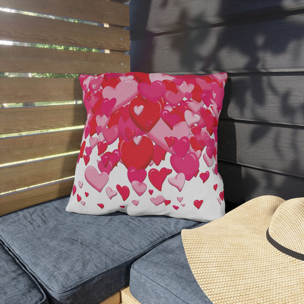 Lot's of Love Pink Hearts Indoor Outdoor Throw Pillow