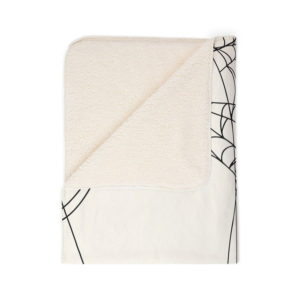 Spiderweb White Halloween Chic Sherpa Throw Blanket