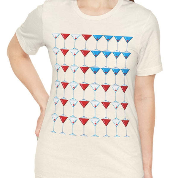 Martini American Flag Patriotic July 4th T-Shirt