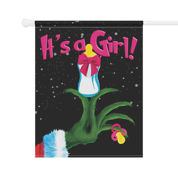 Grinch Baby Announcement Flag - Cute Holiday Yard Decoration | Weatherproof