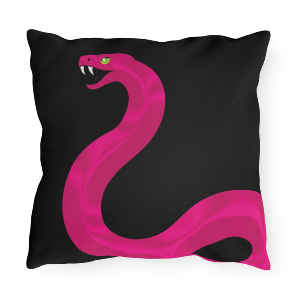Pink Snake Black Indoor Outdoor Throw Pillow