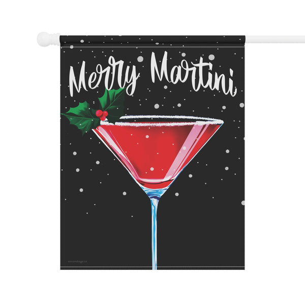 Merry Martini Christmas Flag - Weather Resistant Holiday Garden Flag