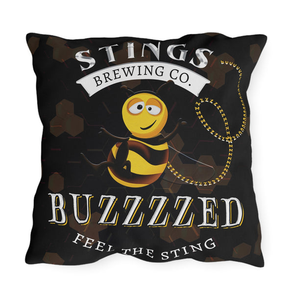 Brewery Bee Funny Indoor Outdoor Accent Pillow