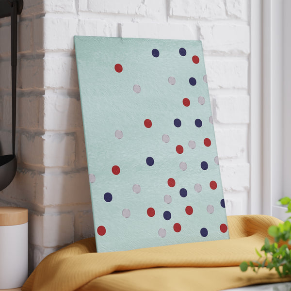 Patriotic Red White Blue Polka Dots Glass Cutting Board