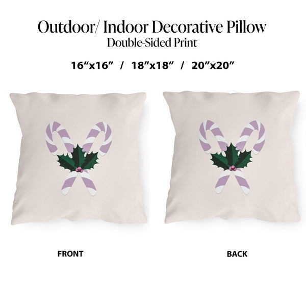 Indoor Outdoor Throw Pillow Pastel Candy Cane Christmas Decor