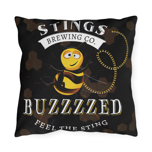 Brewery Bee Funny Indoor Outdoor Accent Pillow