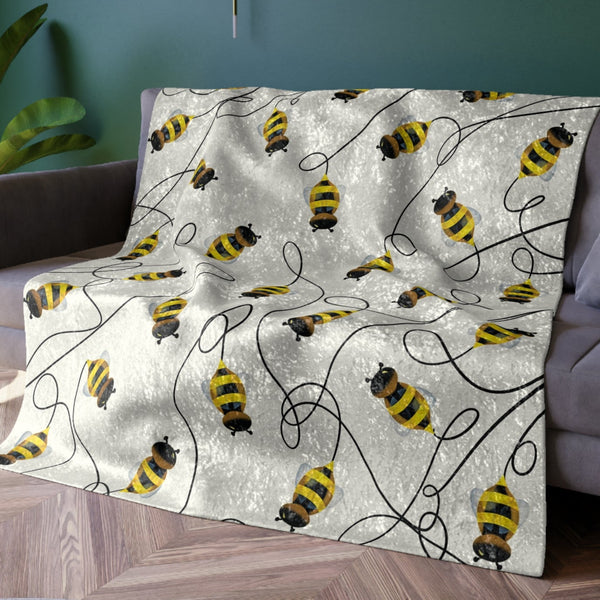 Buzzing Bees Spring Summer Decorative Throw Blanket