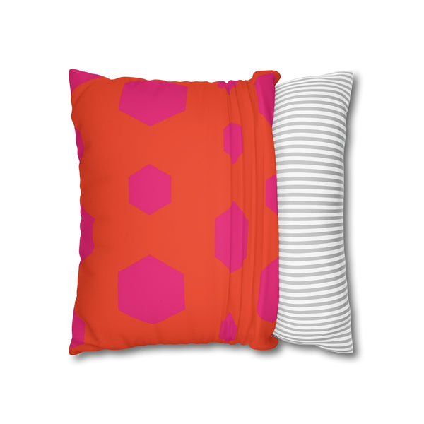 Pink & Orange Reversible Faux Suede Pillow Cover