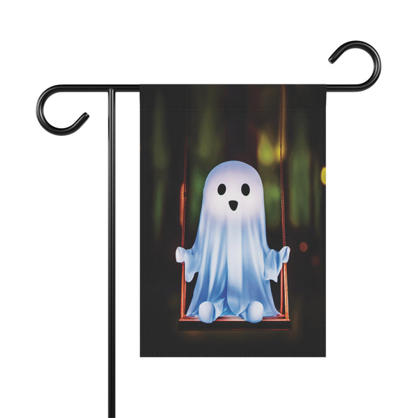 Cute Swinging Ghost Decor Halloween Yard Flag