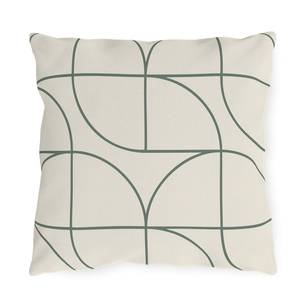 Green & White Art Deco Indoor Outdoor Throw Pillow