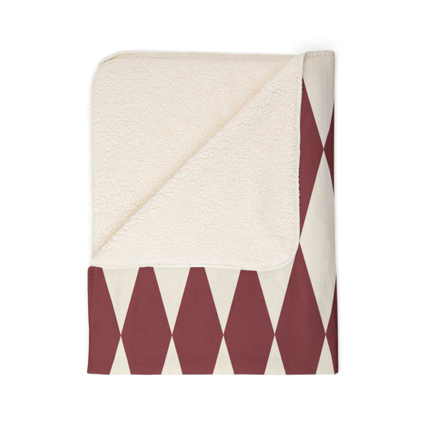 Red & Cream Home Gift Plush Sherpa Throw Blanket
