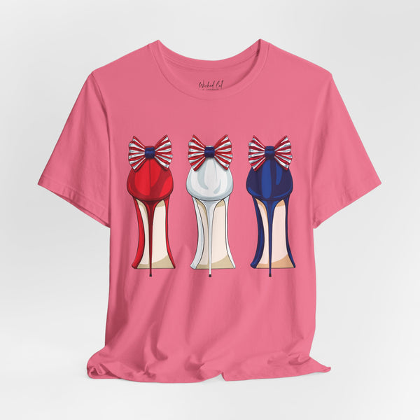 Red White and Blue Stilettos Patriotic Style T-Shirt