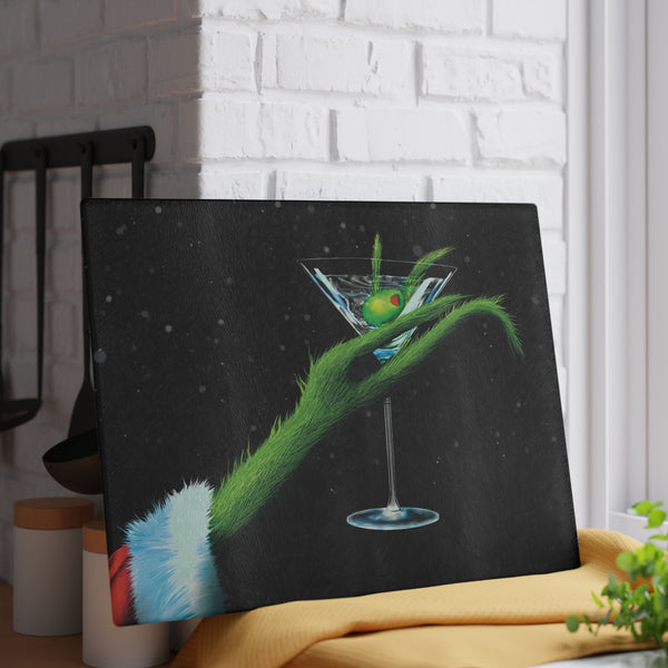 The Martini Grinch Christmas Cutting Board