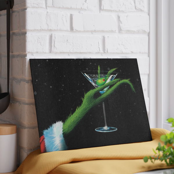 The Martini Grinch Christmas Cutting Board