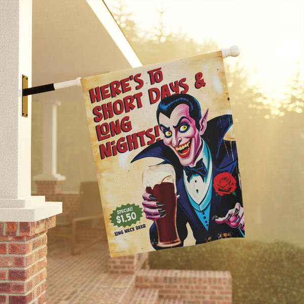 Drinking Dracula Vintage Retro Halloween Yard Flag