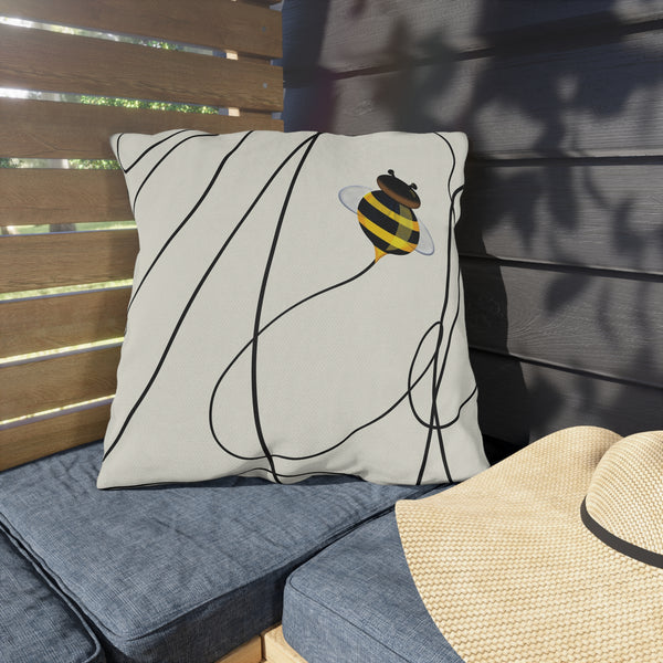 Buzzing Bee Spring Indoor Outdoor Throw Pillow