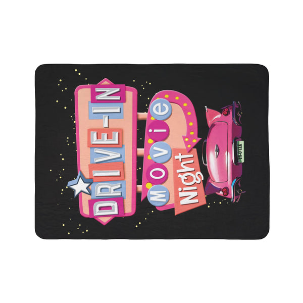 Retro Movie Night Plush Sherpa Throw Blanket
