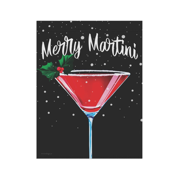 Merry Martini Christmas Flag - Weather Resistant Holiday Garden Flag