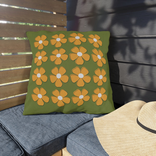 Green Yellow Floral Indoor Outdoor Spring Accent Pillow