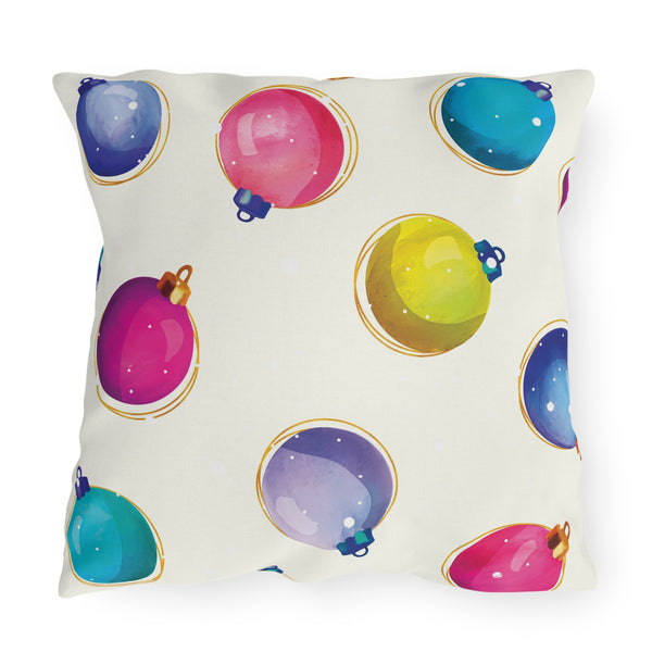 Pastel Ornaments Indoor Outdoor Christmas Pillow