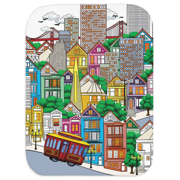Whimsical San Francisco Sherpa Baby Blanket
