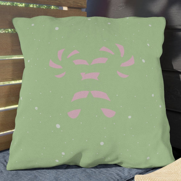 pink green pastel candy cane christmas throw pillow