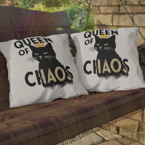 Queen of Chaos Black Cat Indoor Outdoor Accent Pillow