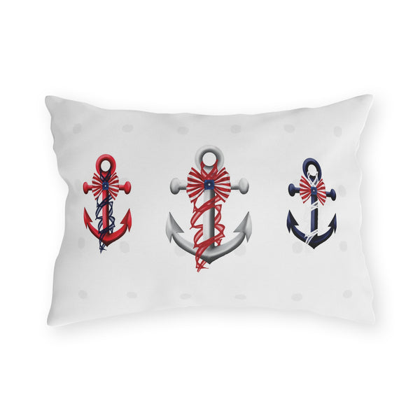 July 4th Nautical Anchors Outdoor Indoor Accent Throw Pillow