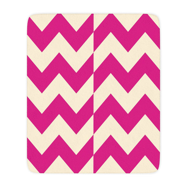 Pink and Cream Zig Zag Sherpa Throw Blanket