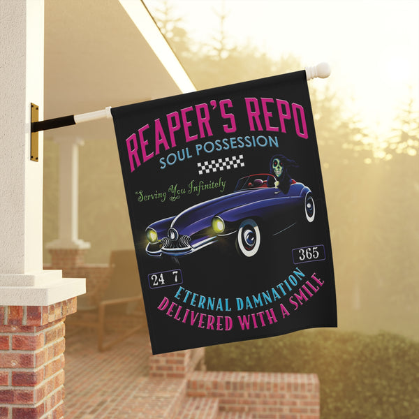 Grim Reapers Car Repo Halloween Yard Flag