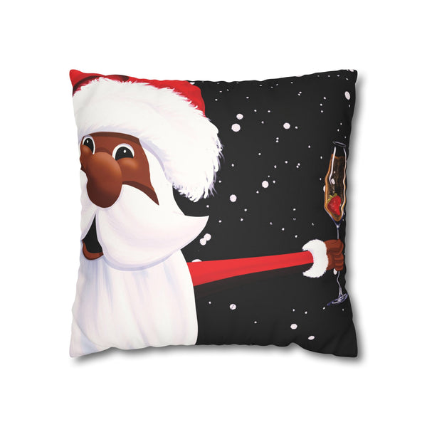 African American Santa Pillow Christmas Throw Pillow Cover