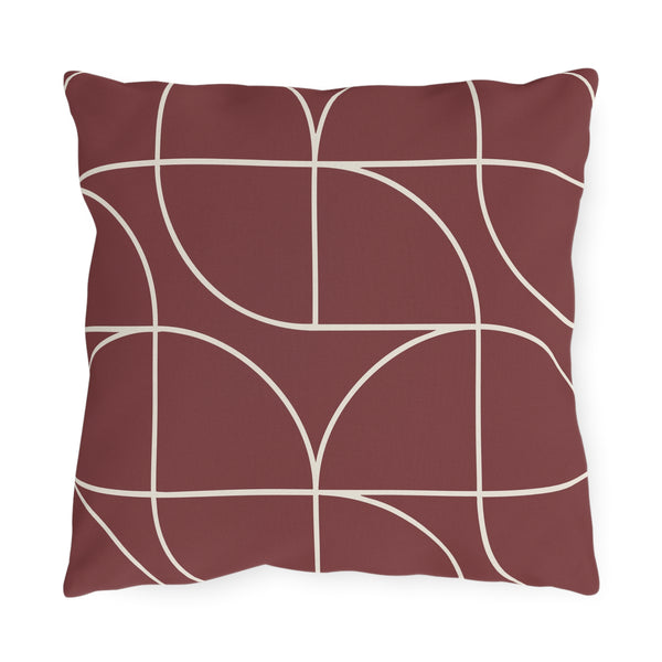 Red & White Art Deco Indoor Outdoor Throw Pillow