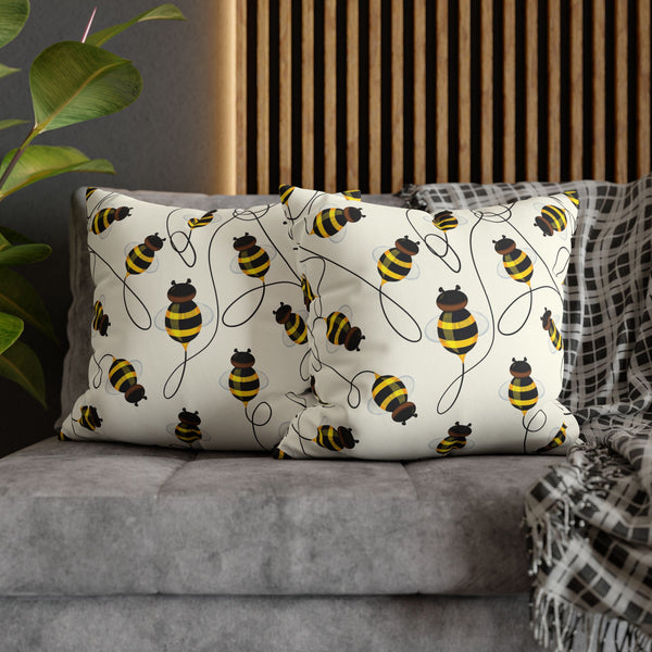 Buzzing Bees Faux Suede Throw Pillow Cover