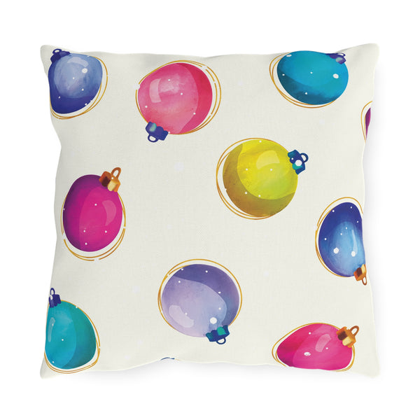 Pastel Ornaments Indoor Outdoor Christmas Pillow