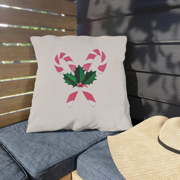 Pink Candy Cane Pillow Durable Outdoor Throw Pillow