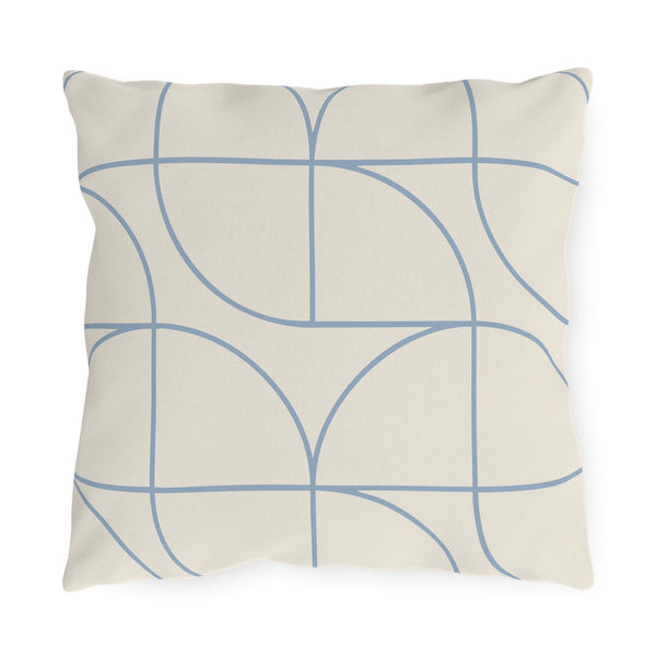Blue & White Art Deco Indoor Outdoor Throw Pillow