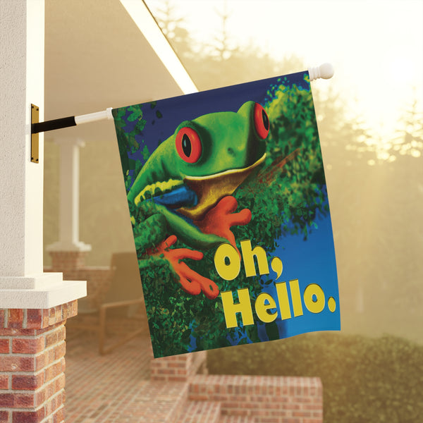 Oh Hello Frog Funny Yard Flag