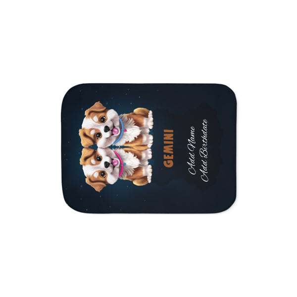 Personalized Gemini Zodiac Sherpa Baby Blanket