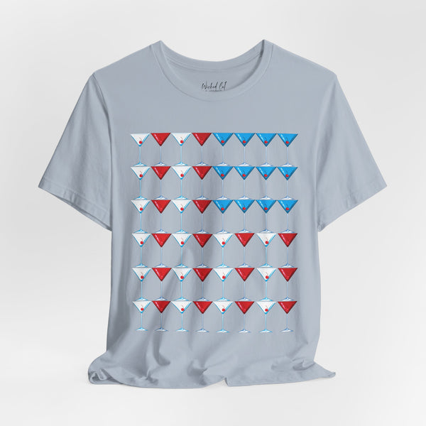 Martini American Flag Patriotic July 4th T-Shirt