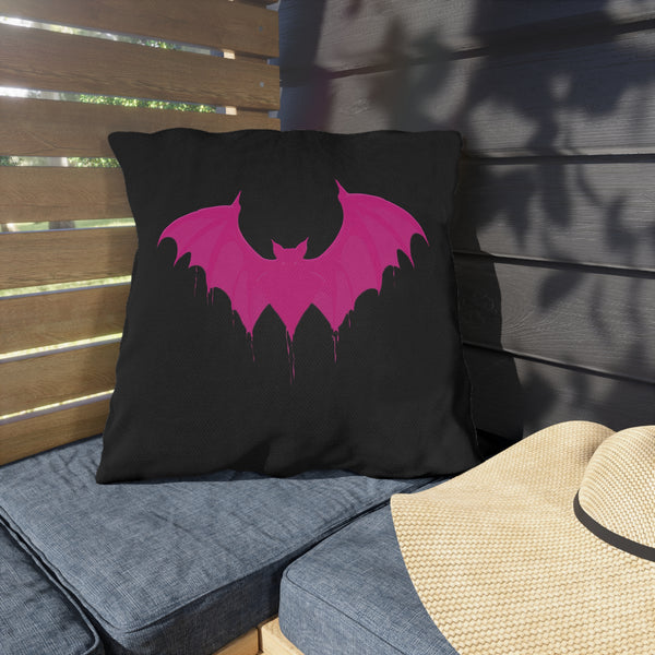 Black & Pink Bat Chic Indoor Outdoor Throw Pillow
