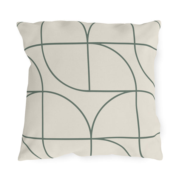 Green & White Art Deco Indoor Outdoor Throw Pillow