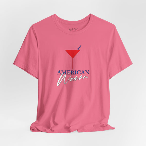 American Woman Patriotic Martini July 4th T-Shirt